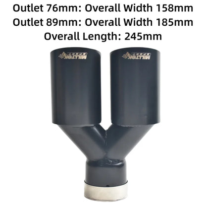 MILLTEK SPORTS Black Dual Angled Exhaust Tips 304 Stainless Steel Universal Clamp-On for European Cars Sport Split-Exit Style