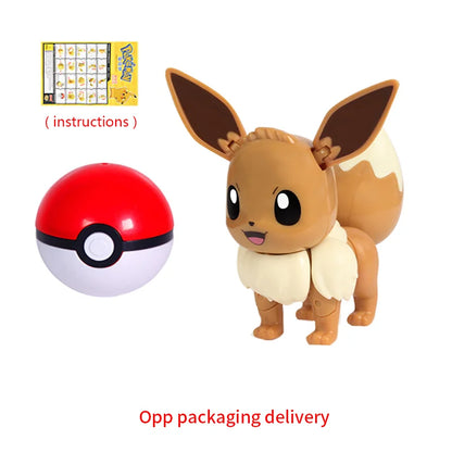 Pokemon Figure Dragonite Gengar Mew Snorlax Lapras Pokeball Elf Ball Deformation Toy Pikachu Monster Educational Doll Kids Gift