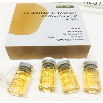 4PCS Salmon DNA Gold BB Glow Kit Dr.Pen Gold Stem Cell Ampoule Foundation Starter AQUA Peptide Face Skin Care Essence 8ml