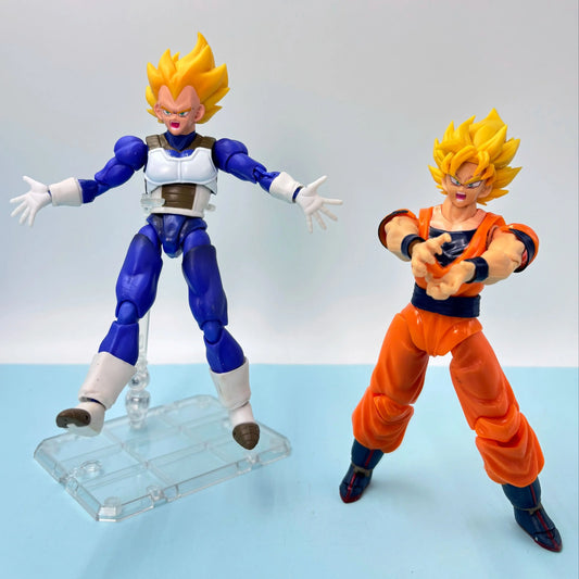 Bandai SHF Dragon Ball Super Saiyan Awakened Action Figures - Goku And Vegeta with Multiple Accessories And Display Pieces