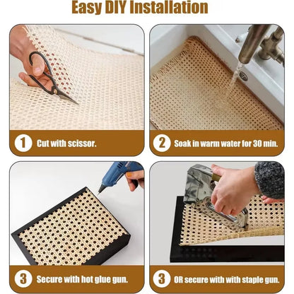 DIY Handwoven Synthetic Poly Rattan Webbing Roll Faux Cane Mesh Open Weave Plastic for Home Decor Projects