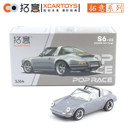 XCARTOYS POP RACE 1/64 Porsche 992 Stinger GTR SINGER 964 SINGER DLS Turbo Study RWB 997 Cars Alloy Diecast Model Kids Toys Boys