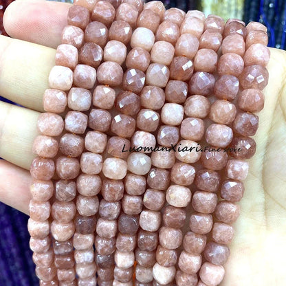 Natural Stone 7-8MM Faceted Square Lapis Lazuli Loose Cube Spacer Beads for Jewelry Making Diy Earrings Bracelets Accessories