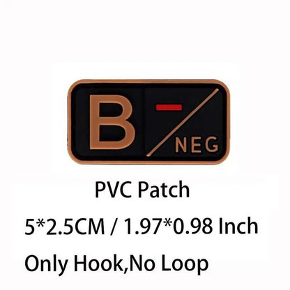 Small Patch with Hook,PVC Blood Type A B AB O POS NEG Emblemen,Patches Military Tactical Badges on Backpack,Outdoor Equipment