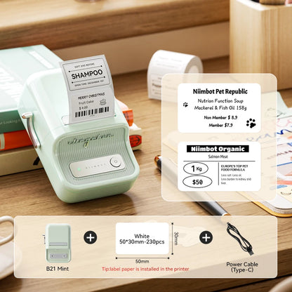 NIIMBOT B21/B1 Portable Thermal Printer 1500mAh Wireless Sticker Printer With Self-adhesive Labels For Barcode Clothing Jewelry