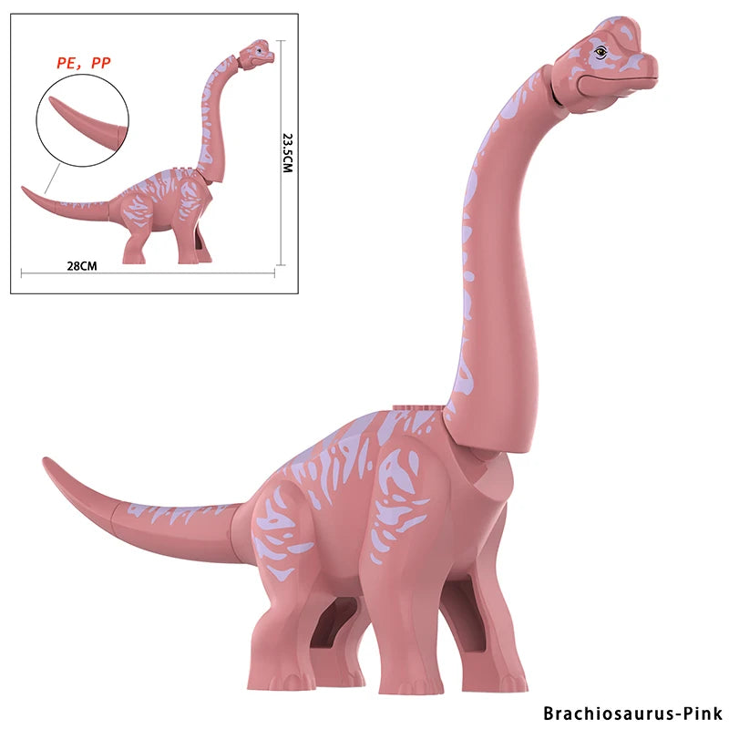 Jurassic Dinosaurs Spinosaurus Large Brick Toy Joints Open Mouth 7 Color Designs, Collectible Decor DIY Puzzle Assembly Gift