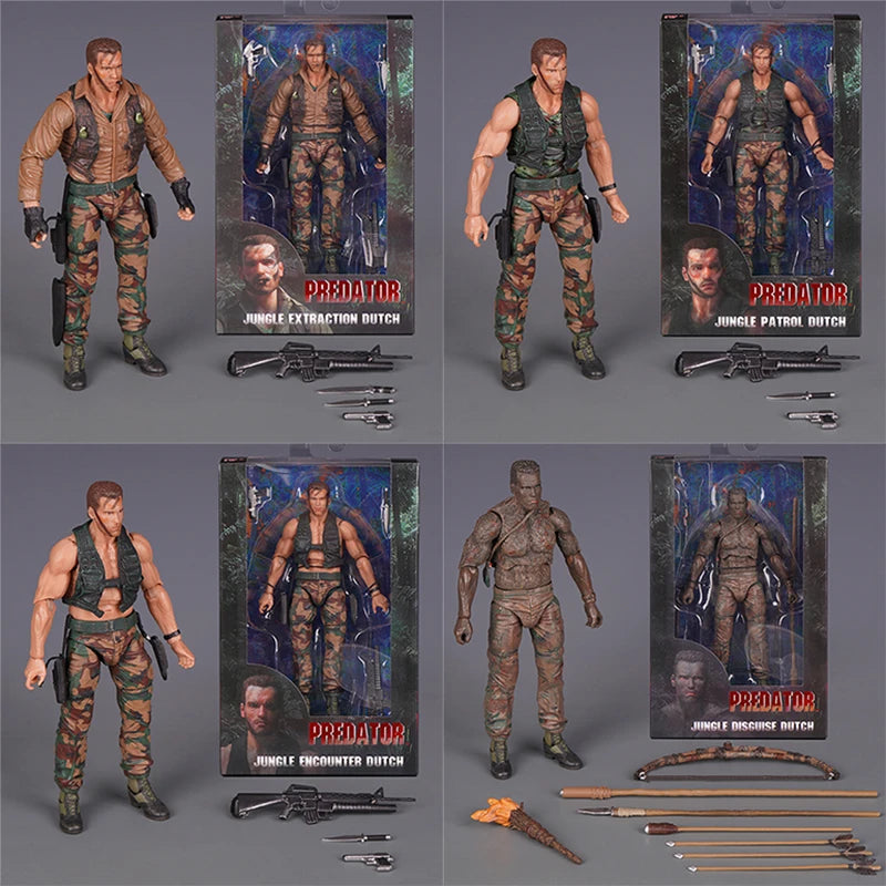 Brand-New Predator Jungle Extraction Dutch Action Figure Schwarzenegger Figurine Statue Model Desktop Decoration Toy Gift