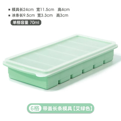 Silicone Ice Mold A box Of Six Bars With A Lid Ice Tray Home Long Tumbler Kitchen Ice Model Juice Mixers Ice-cream Use Dessert