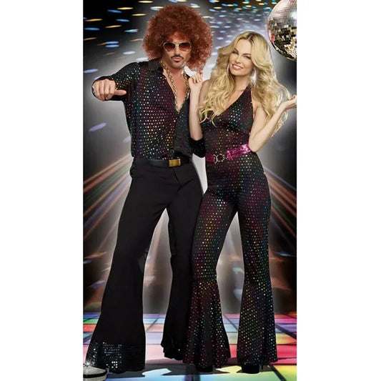 Vintage 70s 80s Adult Men Women Music Festival Retro Disco Clothes Halloween Cosplay Party Hippie Couple Costume Fancy Dress