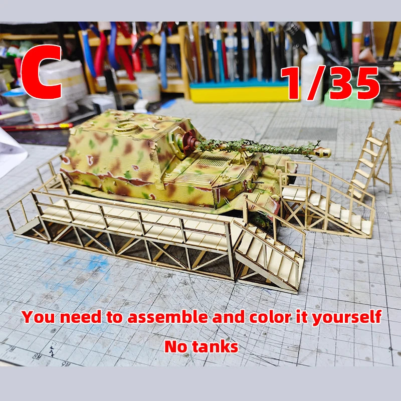 Assembly Architectural Model Miniature Tank Factory Repair Ladder Maintenance Ladder Scaffolding Diorama Scale Model Kit 1/35