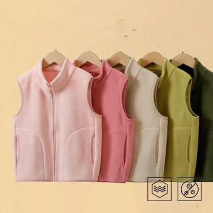 Autumn Kid Vest Winter Warm Fleece Sleeveless Jacket For Boys Girls Casual Versatile Teenage Children Outerwear