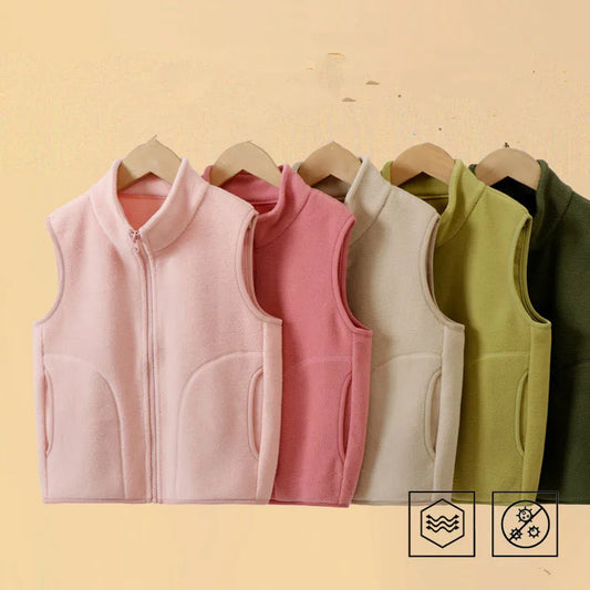 Autumn Kid Vest Winter Warm Fleece Sleeveless Jacket For Boys Girls Casual Versatile Teenage Children Outerwear