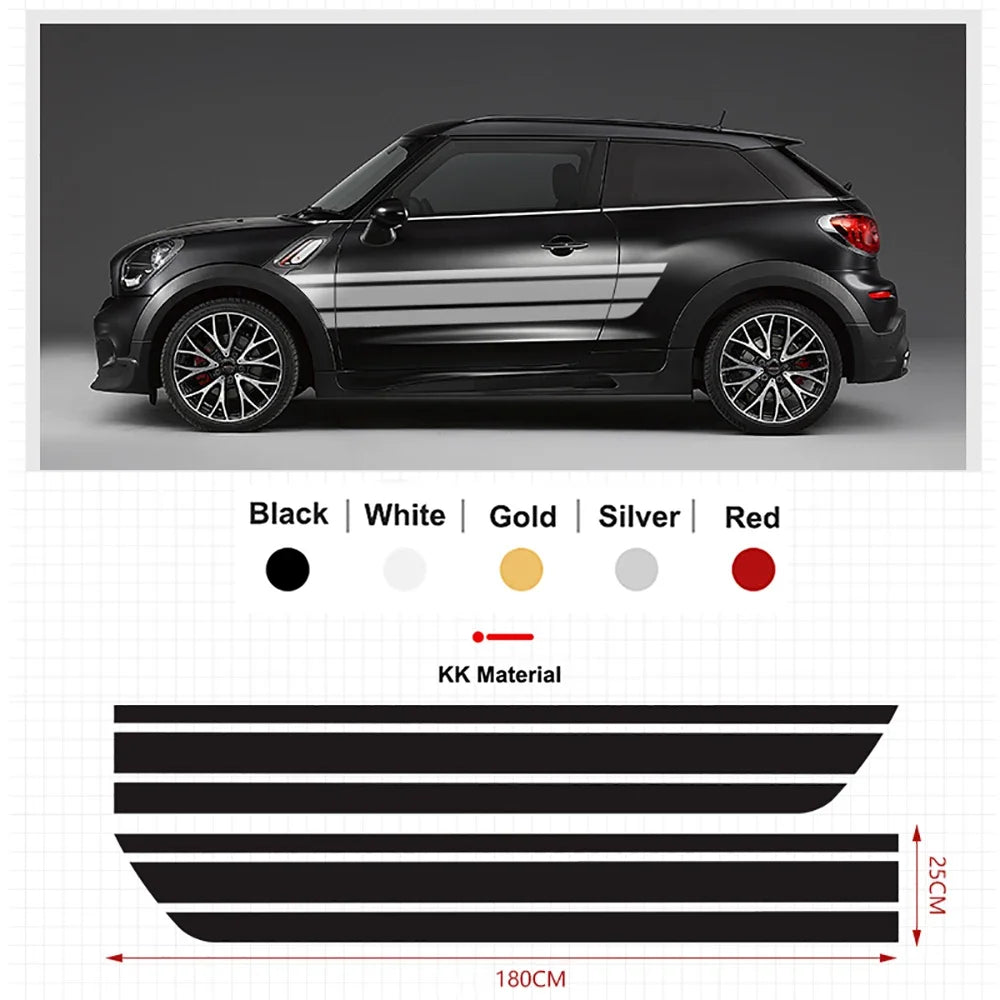 2Pcs Car Side Door Body Waist Skirt Decal Stickers Trim For MINI Cooper ClubmanF54 F55 F60 R55 R56 R60  Countryman Accessories
