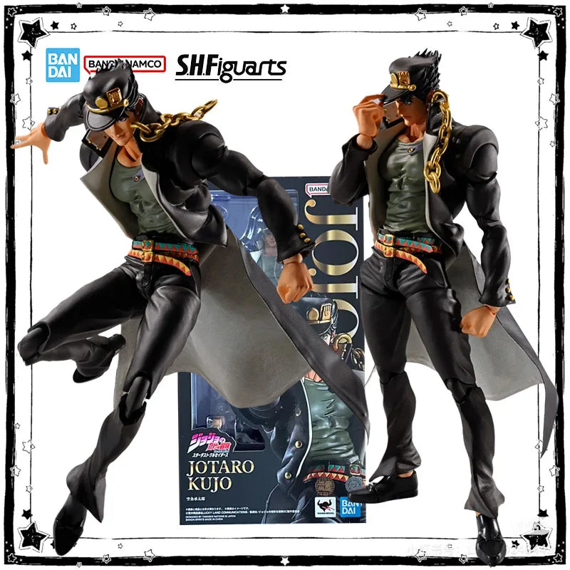 In Stock Bandai SHF Jotaro Kujo Genuine JoJo’s Bizarre Adventure Anime Action Figure High Poseability Collection Finished Model