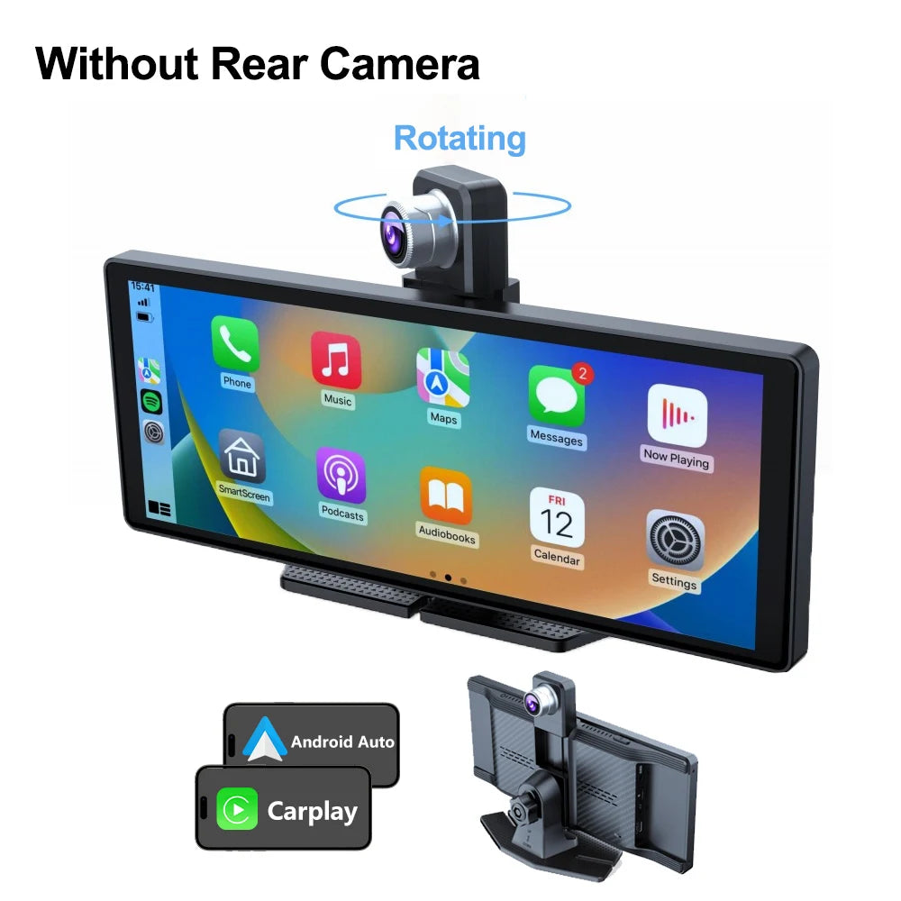 10.26'' Universal Portable Wireless Carplay Screen for Car with Android Auto Touchscreen Car Stereo System