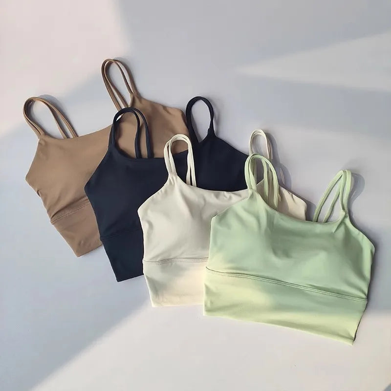Women's Seamless Sports Bra Breathable Fitness Crop Top Beautiful Back Push-Up Yoga Tank Bra Slim Elastic Gym Vest