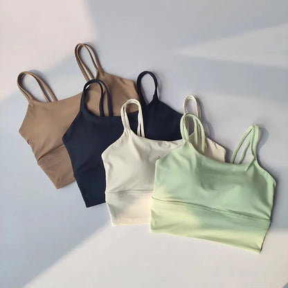 Women's Seamless Sports Bra Breathable Fitness Crop Top Beautiful Back Push-Up Yoga Tank Bra Slim Elastic Gym Vest
