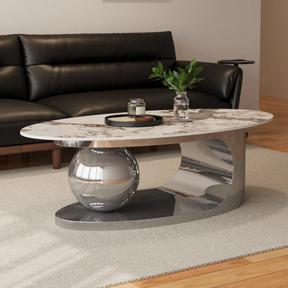 European Luxury Coffee Table Oval Modern Glam Premium Coffee Table Living Room Aesthetic Table Basse Design Home Furniture