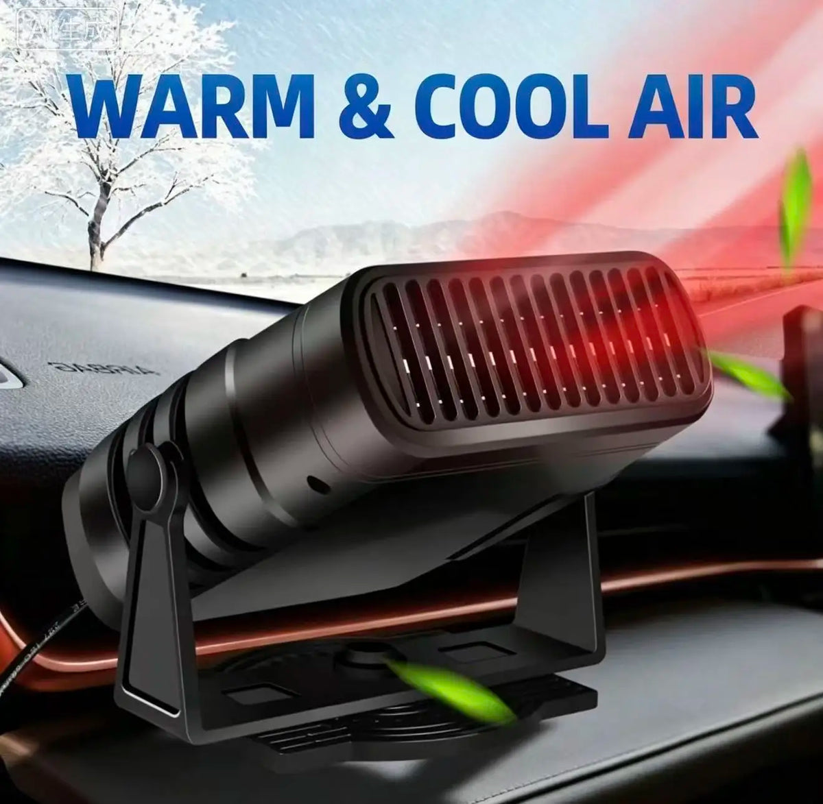12V Car Heater 120W Efficient Fast Heat Auto Windshield Defrost Defog Heater Fan 360° Adjustable Base for Truck Van SUV