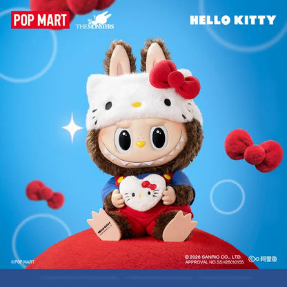 NEW POP MART The Monsters X Sanrio Family Labubu Hello Kitty Kuromi Vinyl Plush Doll Keychain Blind Box Kawaii Toys Kids Gift