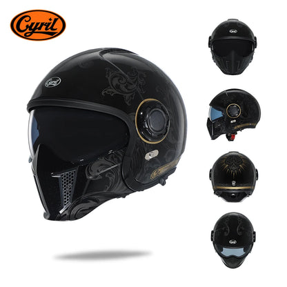Full Face Open Face Motorcycle Helmet Double Lens Modular Helmets DOT ECE APPROVED CYRIL OP12A Man Woman Retro Moto Helmet