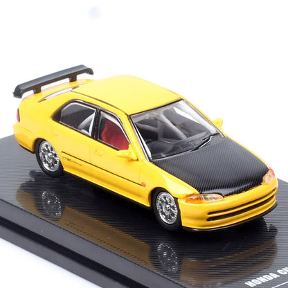 1/64 Scale Honda Civic Ferio Sir EG9 JDM Race Car Model Diecasts & Toy Vehicles Hobby Collectibles Yellow Souvenir