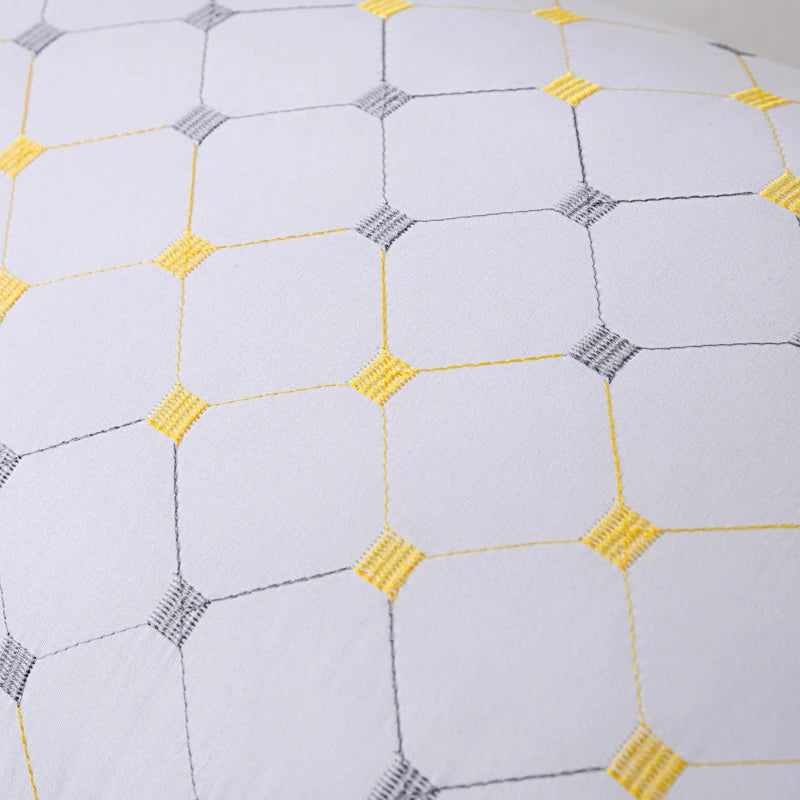 Quilted Down Pillow Soft White Single Pillow with Geometric Pattern Hotel-Quality Bed Pillow