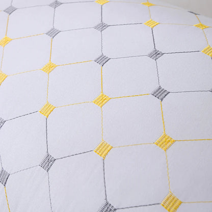 Quilted Down Pillow Soft White Single Pillow with Geometric Pattern Hotel-Quality Bed Pillow