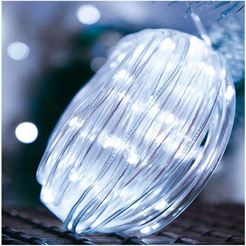 12m/22m/32m Solar Powered Christmas Tree Flexible Fairy Tube Rope String Lights W/Remote Control Copper Wire Outdoor Decoration