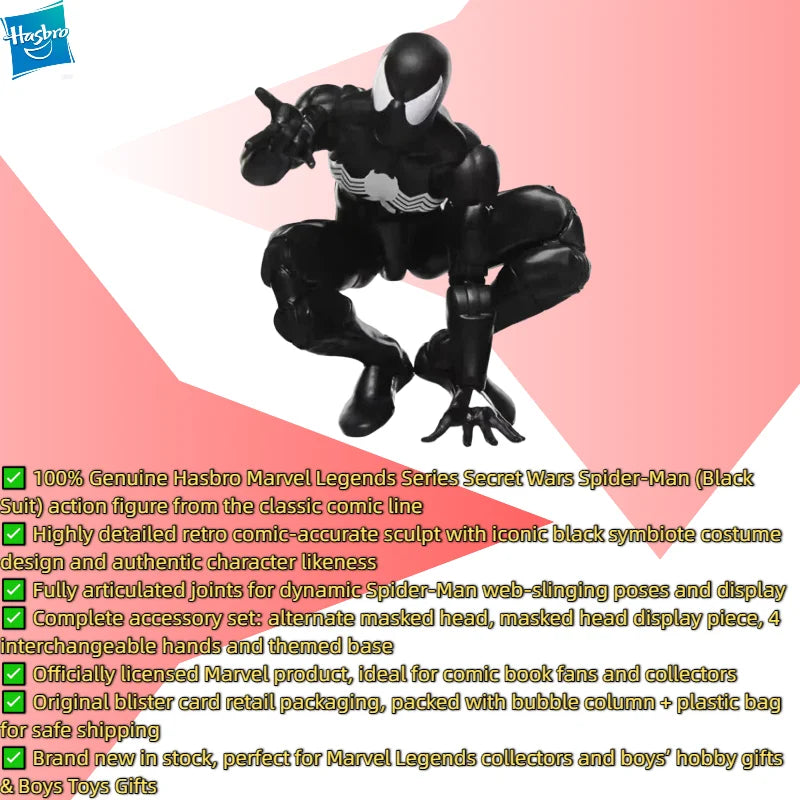 【IN STOCK】Hasbro Marvel Legends Series Secret Wars Spider-Man (Black Suit) Action Figure Collection Model Boys Toys Gifts