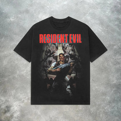 Resident Evil T-shirt: Y2K Retro Horror Game T-shirt  Pure Cotton Couple All-Season Streetwear Shirt  men clothing