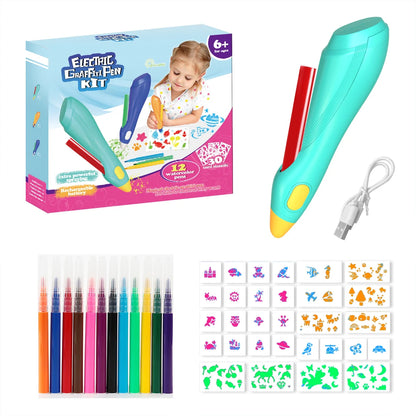 Electric Watercolor Spray Pen Children's Hand-painted Color Paintbrush Washable 12 Color Spray Pen Children's Christmas Gift Set