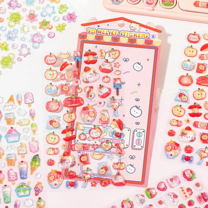 1Pc/Pack Cute 3D Embossed Stickers Material Perfect For Handmade Diy Scrapbooking Journaling Supplies Phone Case Photo Frame