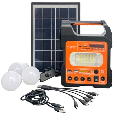 Portable Solar Generator System with 3 Bulbs Lighting Kit Mini 6W Solar Panel Outdoor Emergency Power Supply for Camping Hiking