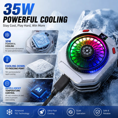 TH28 Pro Semiconductor Phone Cooler 35W Powerful Cooling Smart Temperature Control 5 Adjustable Modes RGB Lights Extreme Cooling