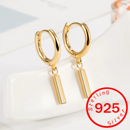925 Sterling Silver Geometry Asymmetric Earring for Women Girl Simple Office Jewelry Gift Dropshipping