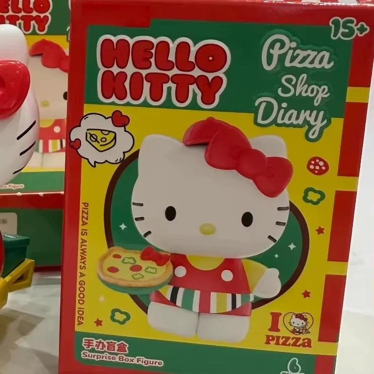 Authentic Hello Kitty Blind Box Pizza Shop Diary Series Cute Kt Figures Trendy Toy Desktop Ornament  Girls Valentine'S Day Gift