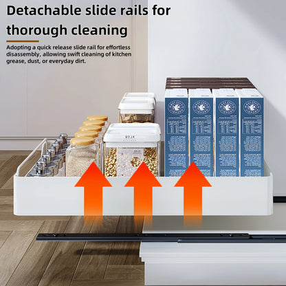 GENGSHENG Kitchen Storage Rack with Sliding Rails，Pull Out Kitchen Drawer Storage Tray，Cabinets Organizer，SpiceBox Storage Shelf