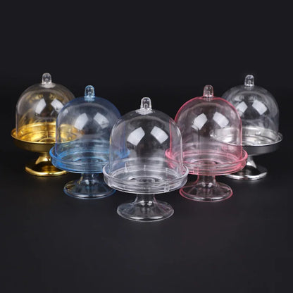 5/20Pcs Mini Candy Cupcake Stand Holder with Clear Lid Chocolate Dessert Display Tray Wedding Kids Birthday Party Decor Supplies