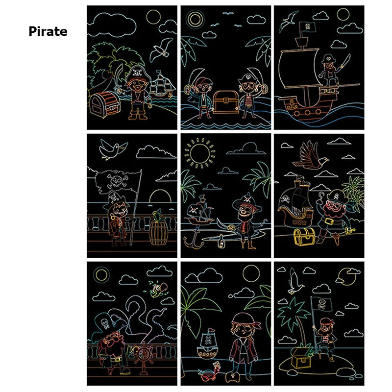 Cartoon Scratch Painting Children Drawing Toys Art Creativity DIY Graffiti Supplies Dazzling Color Scratched Paintbook TMZ