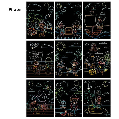 Cartoon Scratch Painting Children Drawing Toys Art Creativity DIY Graffiti Supplies Dazzling Color Scratched Paintbook TMZ