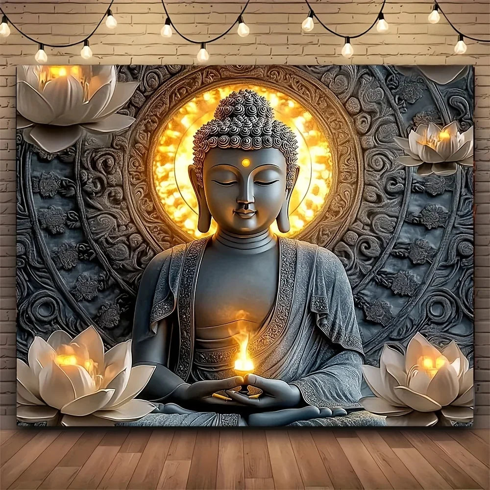 Buddhism Meditation Lotus Tapestry, Oriental Zen Atmosphere, Modern Buddha Home Wall Decor