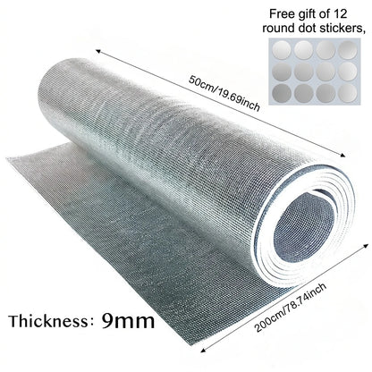 6/9mm Double Sided Aluminum Foil Foam Insulation Roll 50x200cm Heat Reflective Thermal Barrier for Car RV Roof Wall Garage Door