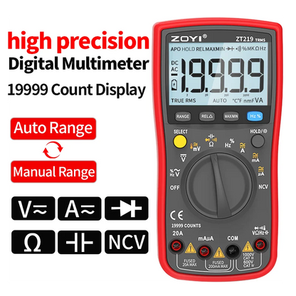 ZT219 Digital Multimeter 19999 Counts True Rms Multimeters AC/DC Current Meter Voltimetro Profesional Voltage Tester F