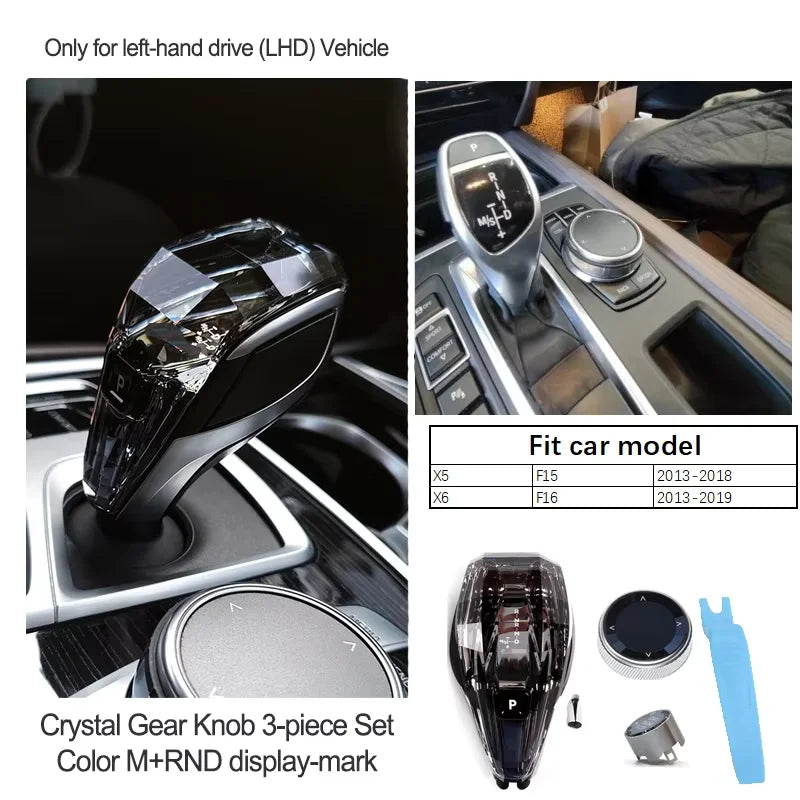 Crystal Gear Shift Lever Knob Set For BMW 5 Series G30 G32 G01 G08 7 Series G11 G12 F10 F20 F30 F32 F25 F26 X5 X6 F15 F16
