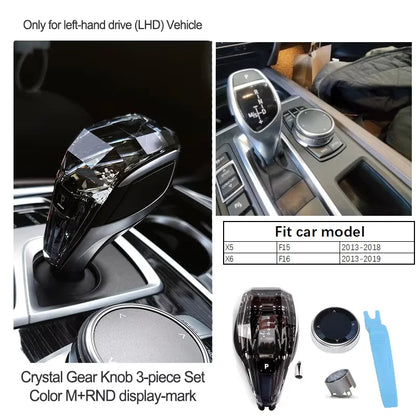 Crystal Gear Shift Lever Knob Set For BMW 5 Series G30 G32 G01 G08 7 Series G11 G12 F10 F20 F30 F32 F25 F26 X5 X6 F15 F16