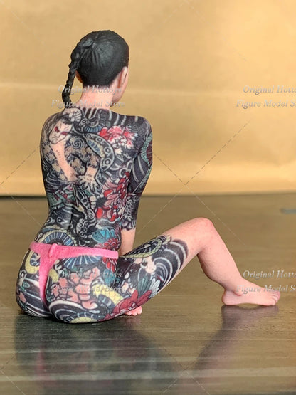 1/16 Scale Female Soldier Cool Girl Tattoo Beauty Mini Realistic Sculpture Full Set About 6.09cm Action Figure Model Gifts