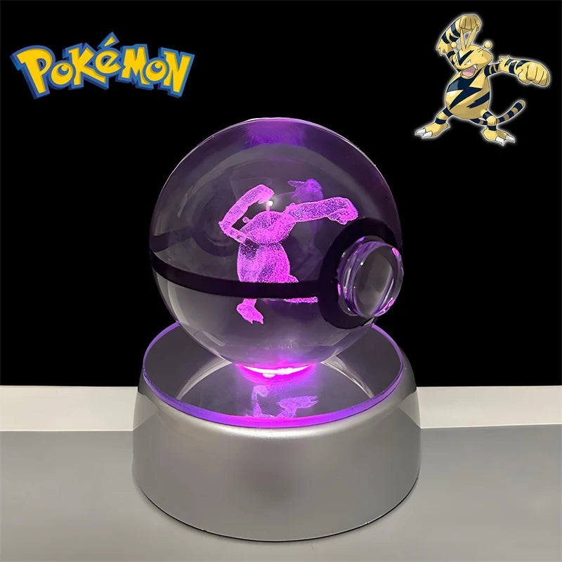 Pokemon 3D Crystal POKE BALL Figure Toys Snivy Dragonair Blastoise Venusaur Milotic Raichu Night Light LED Lamp Base Model Dolls