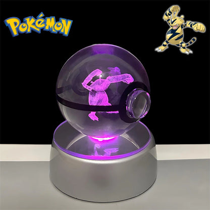 Pokemon 3D Crystal POKE BALL Figure Toys Snivy Dragonair Blastoise Venusaur Milotic Raichu Night Light LED Lamp Base Model Dolls