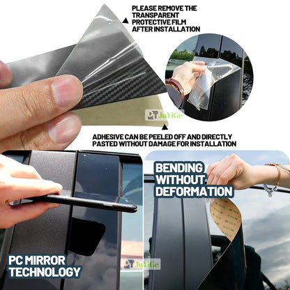 Glossy Black Carbon Fiber Window Door Deal B C Pillar Post Cover Sticker For Porsche Macan 95B 2014-2022 2015 2016 2017 2018